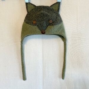 GYPSY & LOLO Kids S/M Fox Hat Green Upcycled & Recycled Fabric